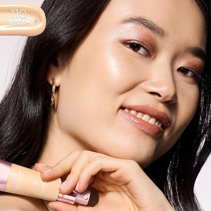 L'Oreal Paris Lumi Le Glow Skin Tint, Lightweight Water-Based Tinted Serum with Foundation-Like Coverage, Glow Illuminator, Warm 110, 0.85 Fl Oz