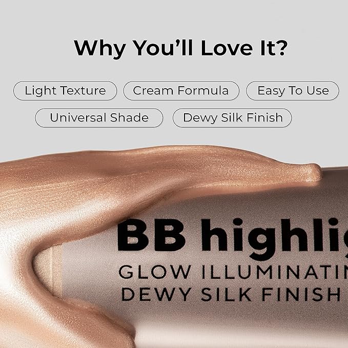 Dewy Cream BB Highlighter - Lightweight, Buildable and Luxuriously Glossy with Radiant, Natural-looking, Non-Greasy, Moisturizing, and Long-Lasting Formula for Flawless, Skin-Brightening - 401