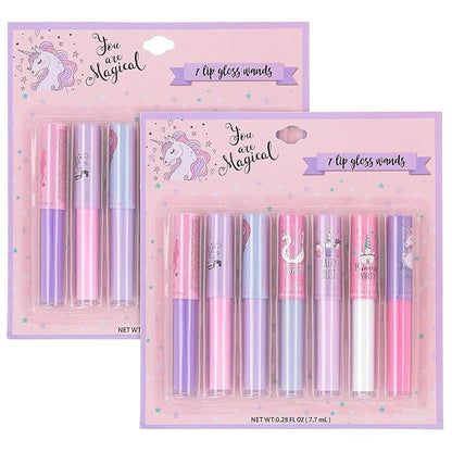 Expressions 14pc Lip Gloss for Girls - Glossy Lip Gloss Tubes | Non Toxic Lip Gloss Set - Unicorn Princess Birthday Party Favors Kids Makeup