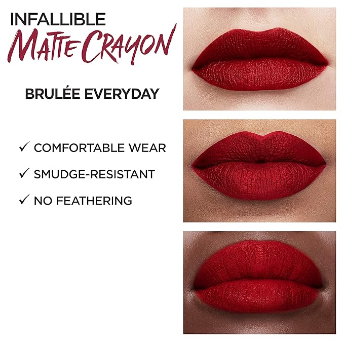 L’Oréal Paris Infallible Matte Lip Crayon, Brulee Everyday (Packaging May Vary)