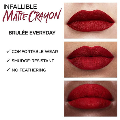 L’Oréal Paris Infallible Matte Lip Crayon, Brulee Everyday (Packaging May Vary)