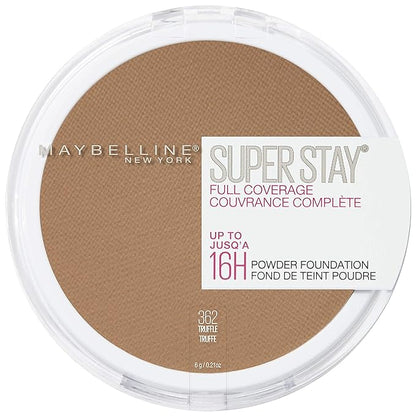 Maybelline Super Stay Full Coverage Powder Foundation Makeup, Up to 16 Hour Wear, Soft, Creamy Matte Foundation, Truffle, 1 Count