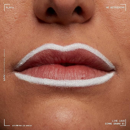 NYX PROFESSIONAL MAKEUP Line Loud Lip Liner, Longwear and Pigmented Lip Pencil with Jojoba Oil & Vitamin E - Gimme Drama (White)