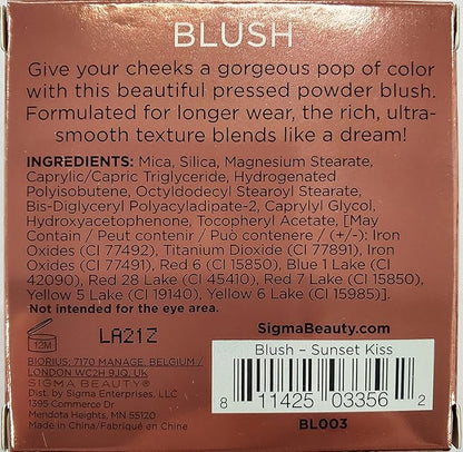 Sigma Beauty Warm Pink-Coral Matte Blush Palette - Long Lasting Blush Pressed Powder - Gluten Free, Cruelty Free, Vegan Makeup Palette - Sunset Kiss