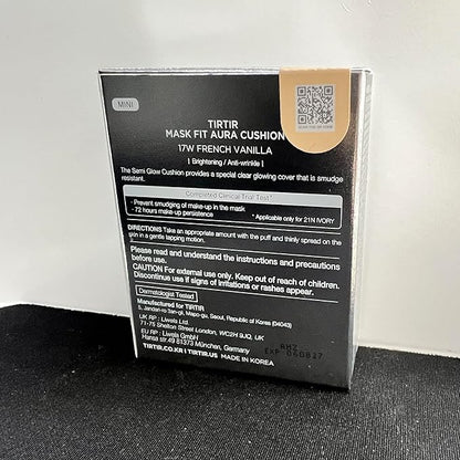 [*Mini Size*] TIRTIR Aura Glow Silver Cushion | Korean Cushion Foundation, (#17W French Vanilla, 0.15 Fl Oz)