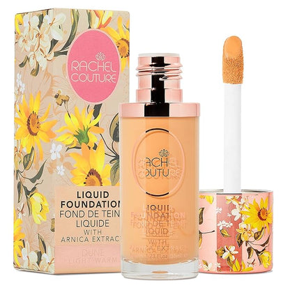 Rachel Couture Lightweight Liquid Foundation with Buildable Coverage & Matte Finish | Vegan & Cruelty-Free | Skin-Nourishing Arnica Extract Infusion - 1.18 Fl Oz - Dune
