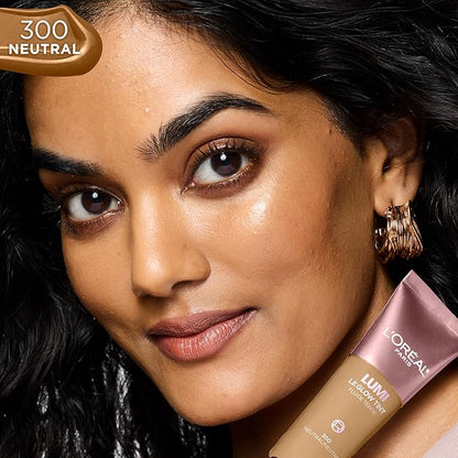 L'Oreal Paris Lumi Le Glow Skin Tint, Lightweight Water-Based Tinted Serum with Foundation-Like Coverage, Glow Illuminator, Neutral 300, 0.85 Fl Oz