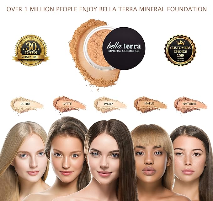 Bellaterra Cosmetics Mineral Powder Foundation | Long-Lasting All-Day Wear | Buildable Sheer to Full Coverage – Matte | Sensitive Skin Approved | Natural SPF 15 (Latte) 9 grams