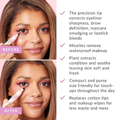 THE QUICK FLICK Reusable Waterproof Makeup Remover Pen - Quick Fix Makeup Eraser Pen for Smudged Eyeliner, Mascara, Brows - Instant Lipstick Remover - Travel Friendly, On-the-Go Touch-Ups, Easy to Use