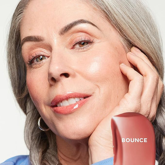 Saie Glossybounce - Hydrating Lip Gloss and Tinted Lip Oil Hybrid with Hyaluronic Acid & Jojoba Oil for Non-Sticky, Ultra-Shiny, Plump & Soft Lips - Everyday Makeup Essential - Bounce (.17 oz)