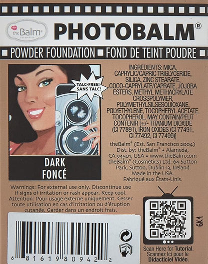 theBalm PhotoBalm Talc Free Powder Foundation, Dark