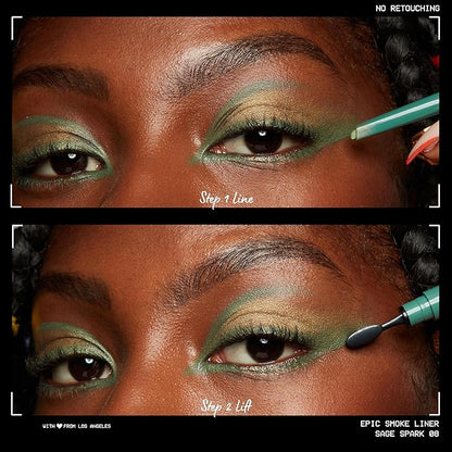 NYX PROFESSIONAL MAKEUP Epic Smoke Liner, Vegan Smokey Eyeliner - Sage Sparks (Hunter Green) (Pack of 2)