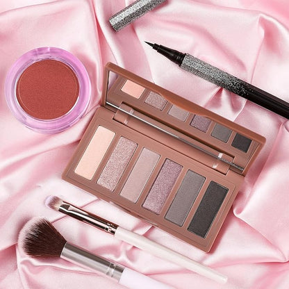 Makeup Kit for Women Full Kit All In One Make up Gift Set for Teens Girls Including 6 Colors Mini Naked Eyeshadow Palette, Cream-To-Powder Matte Face Blush, Waterproof Eyeliner, 2PCS Brushes 02