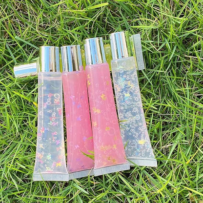 50Pcs 15ml Lip Gloss Squeeze Tubes, Silver Lip Gloss Containers Empty, Refillable Soft Clear Tubes for DIY Lipgloss Balm Cosmetic (Silver)