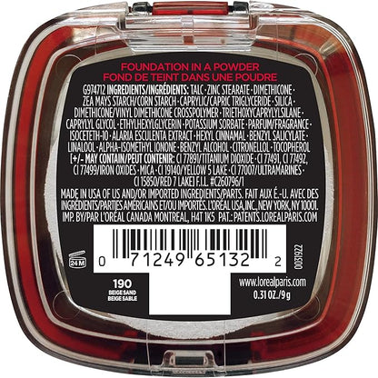 L'Oreal Paris Makeup Infallible Fresh Wear Foundation in a Powder, Up to 24H Wear, Waterproof, Beige Sand, 0.31 oz.