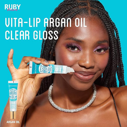 Ruby Kisses Broadway Vita-Lip Clear Lip Gloss (5 Pack Mint, Rosehip, Coconut, Argan Oil, Mango Butter), Ultra-Hydrating & Soothing Formula with Vitamin Oils, High-Shine Non-Sticky Finish Lip Balm