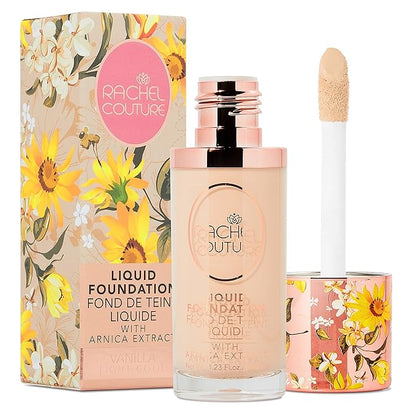 Rachel Couture Lightweight Liquid Foundation with Buildable Coverage & Matte Finish | Vegan & Cruelty-Free | Skin-Nourishing Arnica Extract Infusion - 1.18 Fl Oz - Vanilla