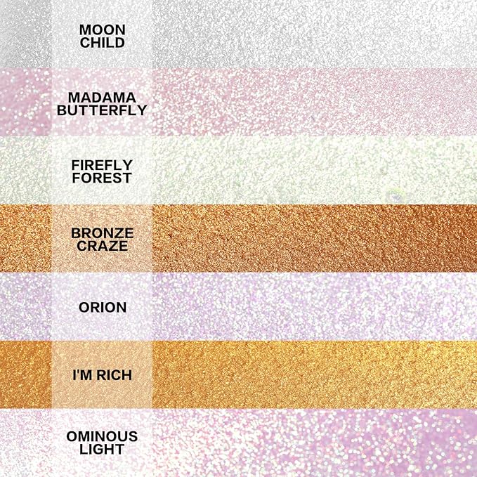 FOCALLURE Starfall Glowing Liquid Highlighter, Shimmering Body Oil, Non-Sticky Shimmer Liquid Luminizer, Non-Greasy, Face & Body Glitter Makeup for Costumes, Cosplay, Rave Festival, ORION