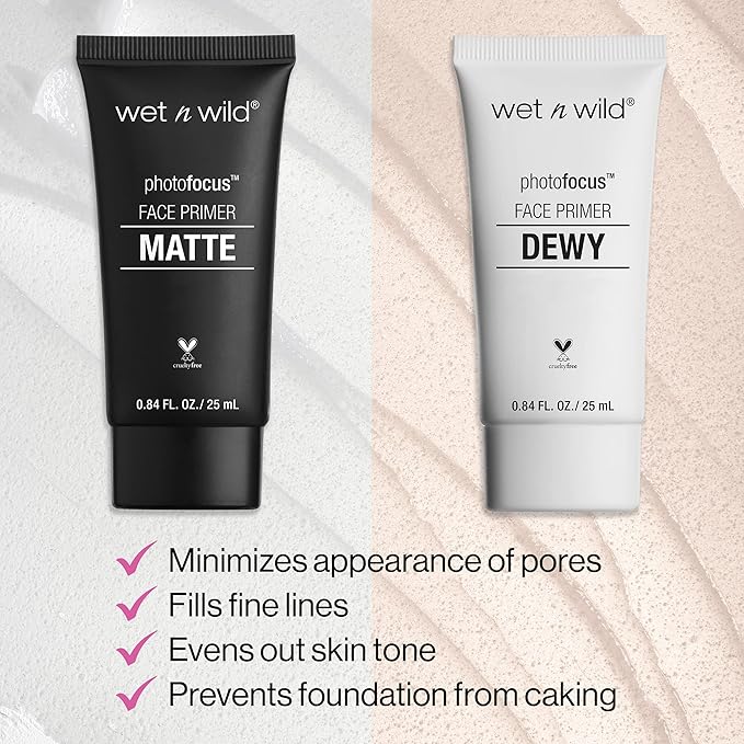 wet n wild Face Primer Photo Focus Matte Face Primer Clear, Perfect Prep & Matte Finish, Extends Makeup Wear, Weightless Hydration with Aloe Vera & Vitamin E, Cruelty-Free - Partners in Prime