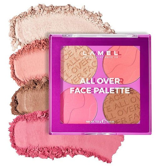 All-Over Face Contour Palette - 4-in-1 Blush, Highlighter & Contour Makeup Kit - Face Sculpting Makeup Palette with Powder Formula - Blendable, Buildable Texture - 02 Medium/Warm, 11.5g, 0.4oz