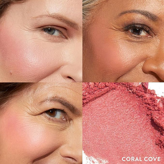 LAURA GELLER NEW YORK Baked Blush-n-Brighten Marbleized Blush for Cheeks - Coral Cove - Natural Finish - Buildable Color