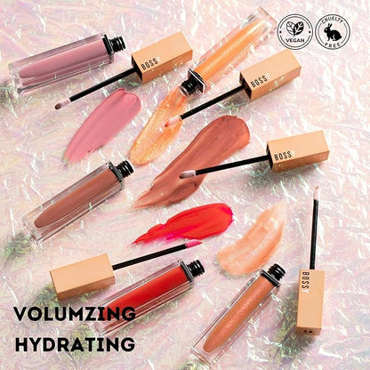 Vegan Lip Gloss for Soft Lips, Plumping Oil, Hydrating Non-Stick Lipgloss for Women, Provides Maximum Shine, Paraben and Cruelty Free (Feisty - Bold Rouge Color)