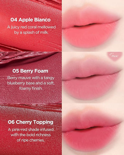 THESAEM Saemmy's Crema Velvet Tint 01 Caramel Whip – Matte Lip Cream Velvet Finish Lip Makeup with Natural Plumping Effect - Long Lasting Smooth Fluffy Lips, 0.1oz.