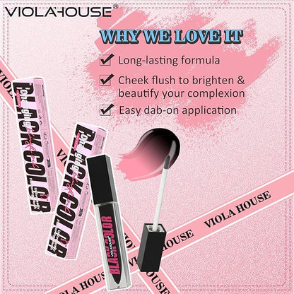 viola house Black Liquid Blush,Moisturising Color Changing Black Blush,Water-Based Ph Color Changing Blush,Multi-Purpose Liquid Blush Oil For Cheeks,Eyes and Lips 6ml/0.21oz ﻿