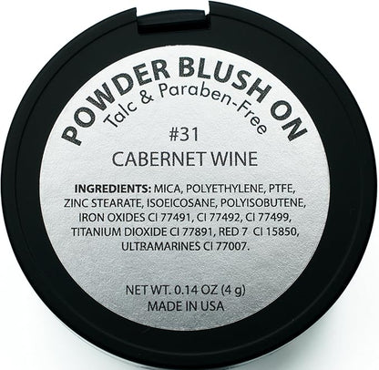 Cabernet Wine Deep Dark Rose Pink Red Vegan Blush Pressed Cheek Color Powder, Talc & Paraben Free, No Animal Testing & Cruelty Free