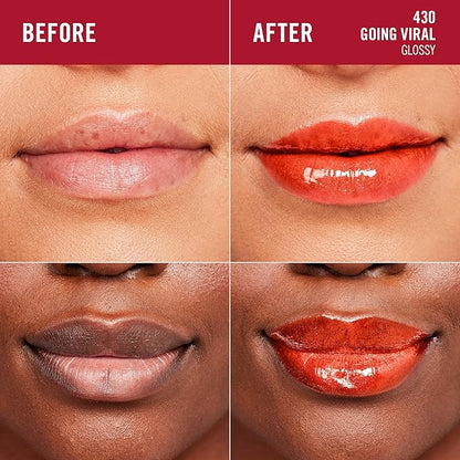 Rimmel London Stay Glossy, 430 Going Viral, Lip Gloss, Non-Sticky, Color and Shine, Up To 6-Hour Wear, Precise Applicator, 0.18oz