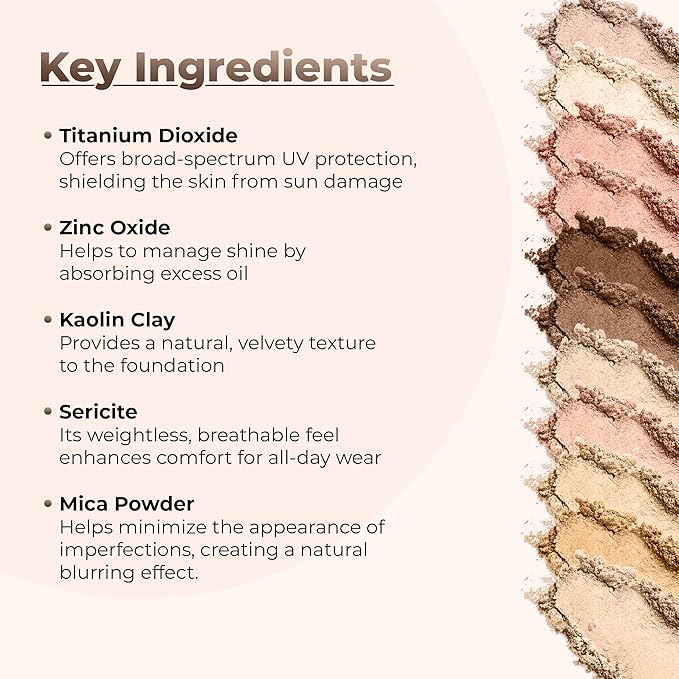 DEEP TAN FOUNDATION Mineral Makeup (20 gram Size Jar) Matte Loose Powder Bare Face Cosmetics Full Coverage Long Lasting All Skin Types SPF 18