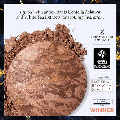 LAURA GELLER NEW YORK Baked Balance-n-Brighten Powder Foundation - Porcelain + Spackle Super-Size Skin Perfecting Makeup Primer - Ethereal Rose Glow + Retractable Airbrush Kabuki Brush