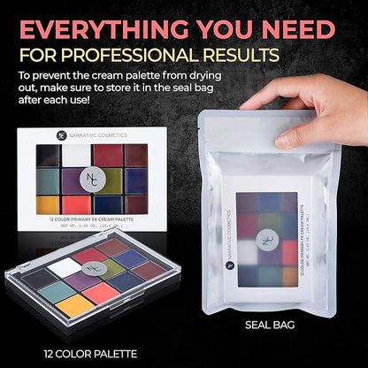 12-Color Primary FX Cream Palette, Professional Quick Drying Waterproof SFX Makeup for the Stage, Film, Costumes, Cosplay