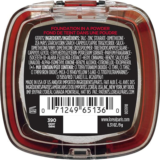 L'Oreal Paris Makeup Infallible Fresh Wear Foundation in a Powder, Up to 24H Wear, Waterproof, Ebony, 0.31 oz.
