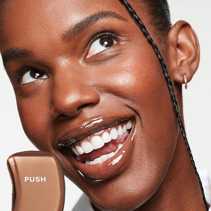 Saie Glossybounce - Hydrating Lip Gloss and Tinted Lip Oil Hybrid with Hyaluronic Acid & Jojoba Oil for Non-Sticky, Ultra-Shiny, Plump & Soft Lips - Everyday Makeup Essential - Push (.17 oz)