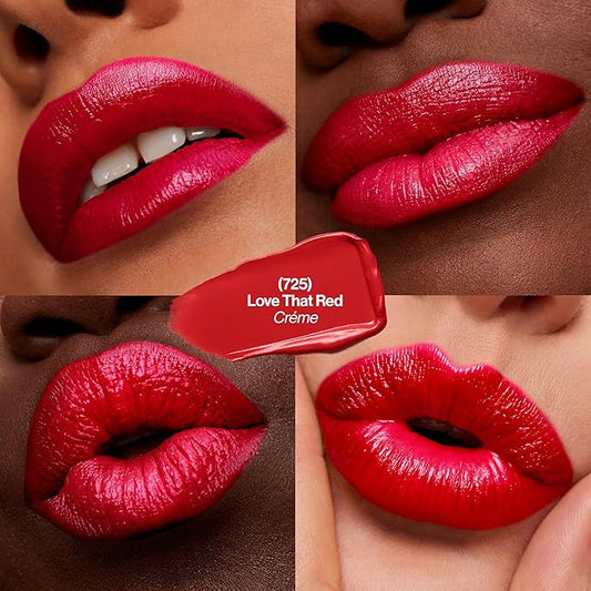Revlon Super Lustrous Lipstick, Creamy Formula For Soft, Fuller-Looking Lips, Moisturized Feel, Love That Red (725), 0.15 oz
