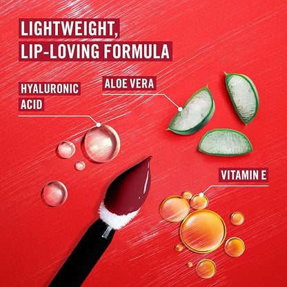 Rimmel Thrill Seeker Lip Latex, 350 Spicy, Liquid Lipstick, Lipgloss, Lip Colour, Hyaluronic Lipstick, Lip Stain, Smooth Shine, Hydration, Hyaluronic Acid, Vitamin E, Aloe Vera, 0.2oz