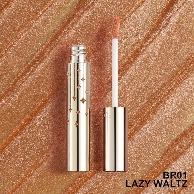 FOCALLURE High Shine Glitter Lip Gloss,Hydrates and Soothes Lips for a Gorgeous,Delivers a Non-sticky Glossy finish,Long-lasting Shine & Fuller-looking Lip Makeup,BR01 LAZY WALTZ
