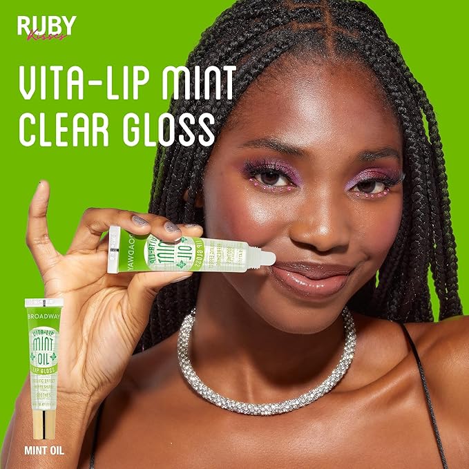 Ruby Kisses Broadway Vita-Lip Clear Lip Gloss (6 Pack Mint, Rosehip, Coconut Oil), Ultra-Hydrating & Soothing Formula with Vitamin Oils, High-Shine Non-Sticky Finish, Healing Lip Balm for Healthy Lips