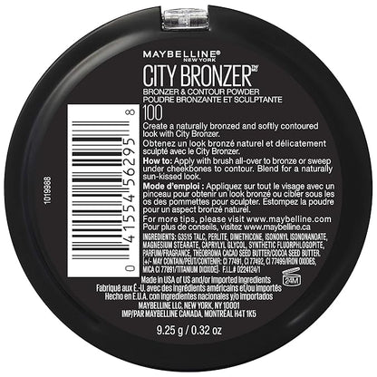 Maybelline New York City Bronzer Powder Makeup, Bronzer and Contour Powder, 100, 0.32 oz. (Pack of 2)