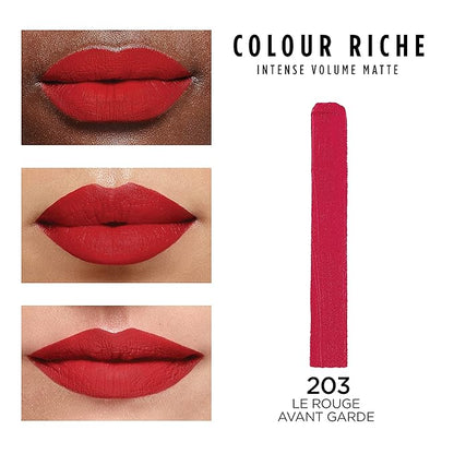 L'Oreal Paris Colour Riche Intense Volume Matte Lipstick, Lip Color Infused with Hyaluronic Acid for up to 16hr All Day Comfort, Le Rouge Avant-Garde, 0.06 oz