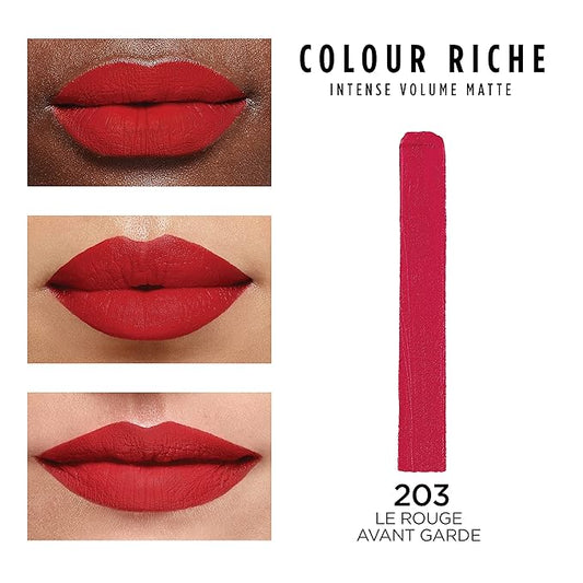 L'Oreal Paris Colour Riche Intense Volume Matte Lipstick, Lip Color Infused with Hyaluronic Acid for up to 16hr All Day Comfort, Le Rouge Avant-Garde, 0.06 oz