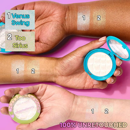 wet n wild Chameleon Chrome Highlighter, Dynamic Color Shift, Liquid-to-Baked Texture, Customizable Luminous Radiance, Cruelty-Free - Venus Swing