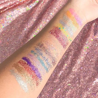 Kara Beauty Mega Glitz Pressed Glitter Palette - 42 Glitter Eyeshadow Shades for Face & Eye Makeup, Fine and Chunky Textures, Makeup Palette, No Glue Needed, Sparkly Makeup Kit for Girls & Kids