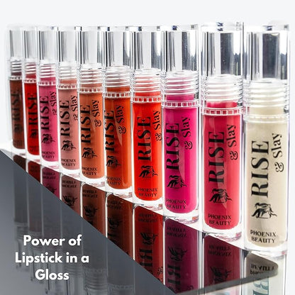 Rise & Slay Power Gloss – High-Pigment Hydrating Glitter Lip Gloss with Hyaluronic Acid, Jojoba & Castor Oil, Vit-E, Non-Sticky Vibrant Shine, Sparkle / Glitter Gloss - Summer Lips (Stardust, 4.5 ml)