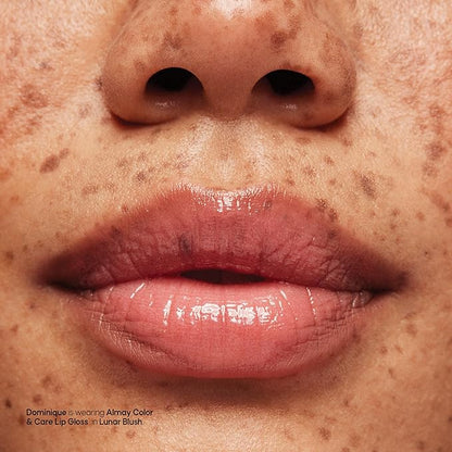 Almay Color & Care Hydrating Lip Gloss, Soft Natural Hues, Prebiotic Complex, Hyaluronic Filling-Sphere Technology, 600 Lunar Blush, 0.1 Fl Oz