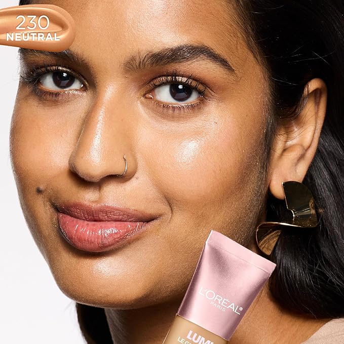 L'Oreal Paris Lumi Le Glow Skin Tint, Lightweight Water-Based Tinted Serum with Foundation-Like Coverage, Glow Illuminator, Neutral 230, 0.85 Fl Oz