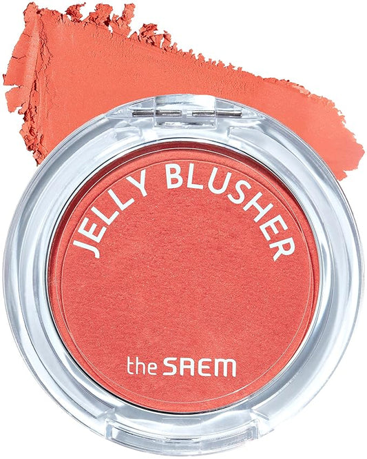 THESAEM Jelly Blusher OR01 Dazzling Orange - Velvety Finish Soft Jelly Powder Cheek - Easy Blending Formula- Lightweight, Smooth, Natural Buildable Blusher