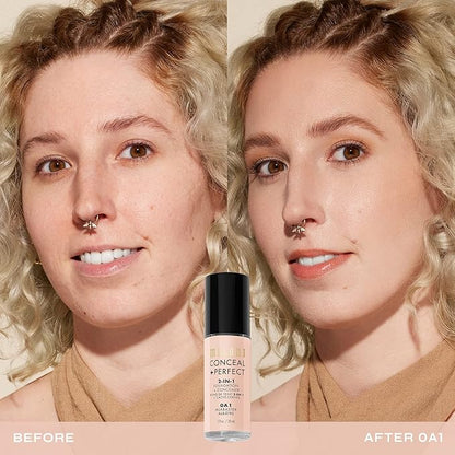 Milani Conceal + Perfect 2-in-1 Foundation + Concealer - Alabaster (1 Fl. Oz.) Cruelty-Free Liquid Foundation - Cover Under-Eye Circles, Blemishes & Skin Discoloration for a Flawless Complexion