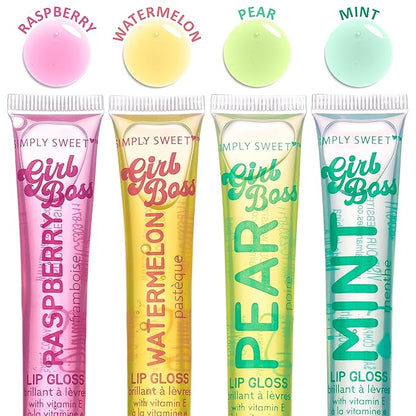 EXPRESSIONS 12pc Clear Lip Gloss Pack - Oils With Vitamin E and Essential Oils, Flavored Clear Tubes, Hydrating Glow Oil, Tinted Oil, Moisturizer